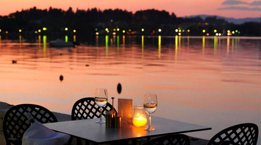Nautilus Restaurant - Cafe at sunset on Garitsa Bay, Corfu