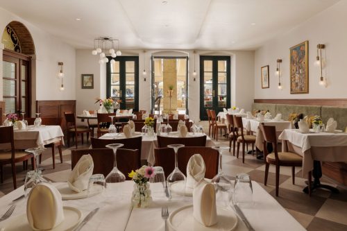 Dining room at Aegli Restaurant on the Liston in Corfu Town