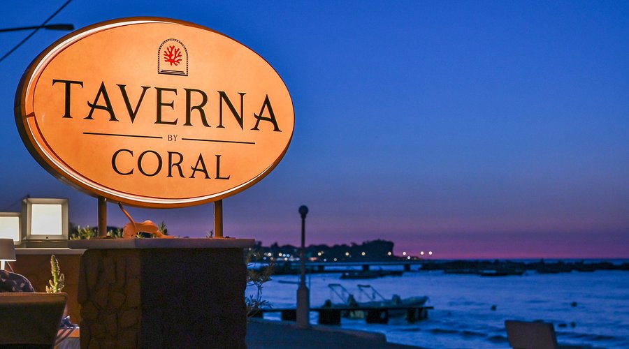 Taverna By Coral at sunset on the Roda seafront