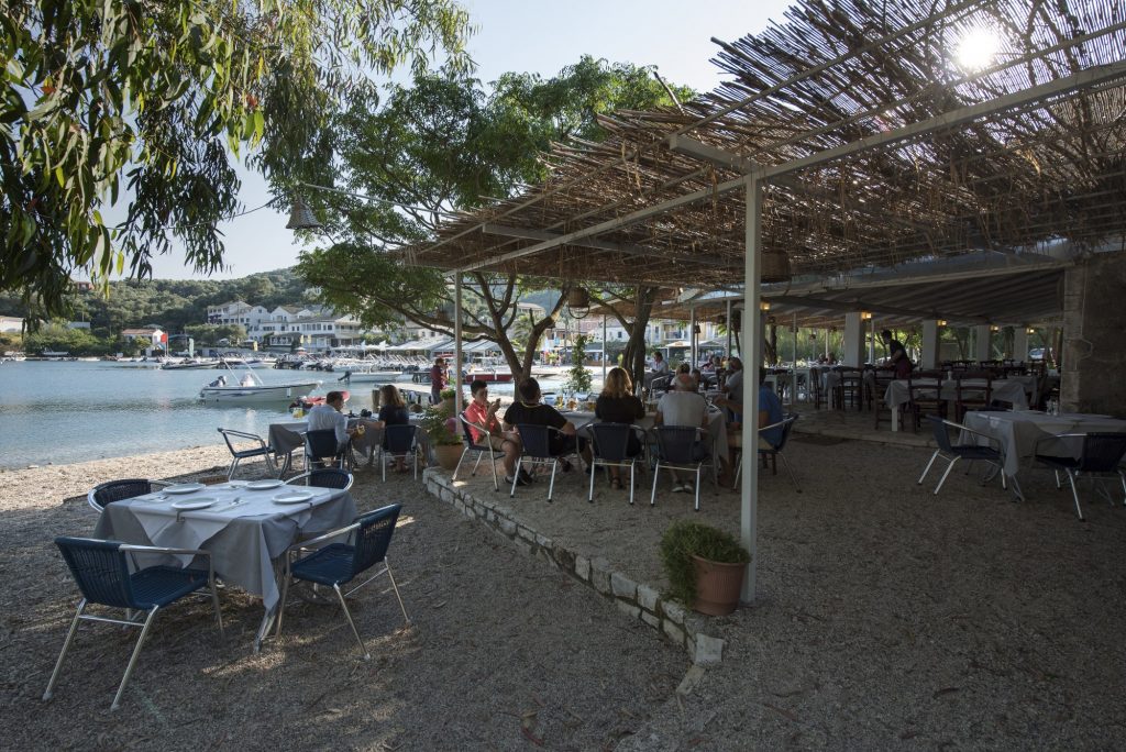 Eucalyptus Taverna waterfront dining in Agios Stefanos, north-east Corfu