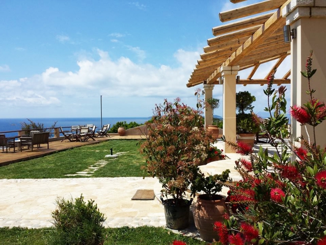 Akrotiri Lounge Cafe terrace overlooking the sea in north-west Corfu