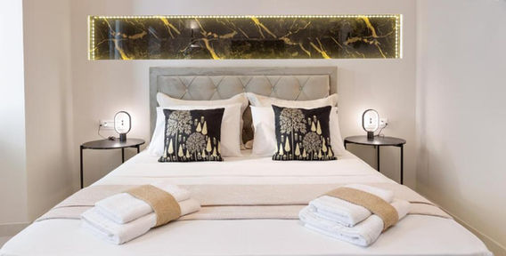 Contemporary bedroom at Modern Vintage Old Town Suites in Corfu
