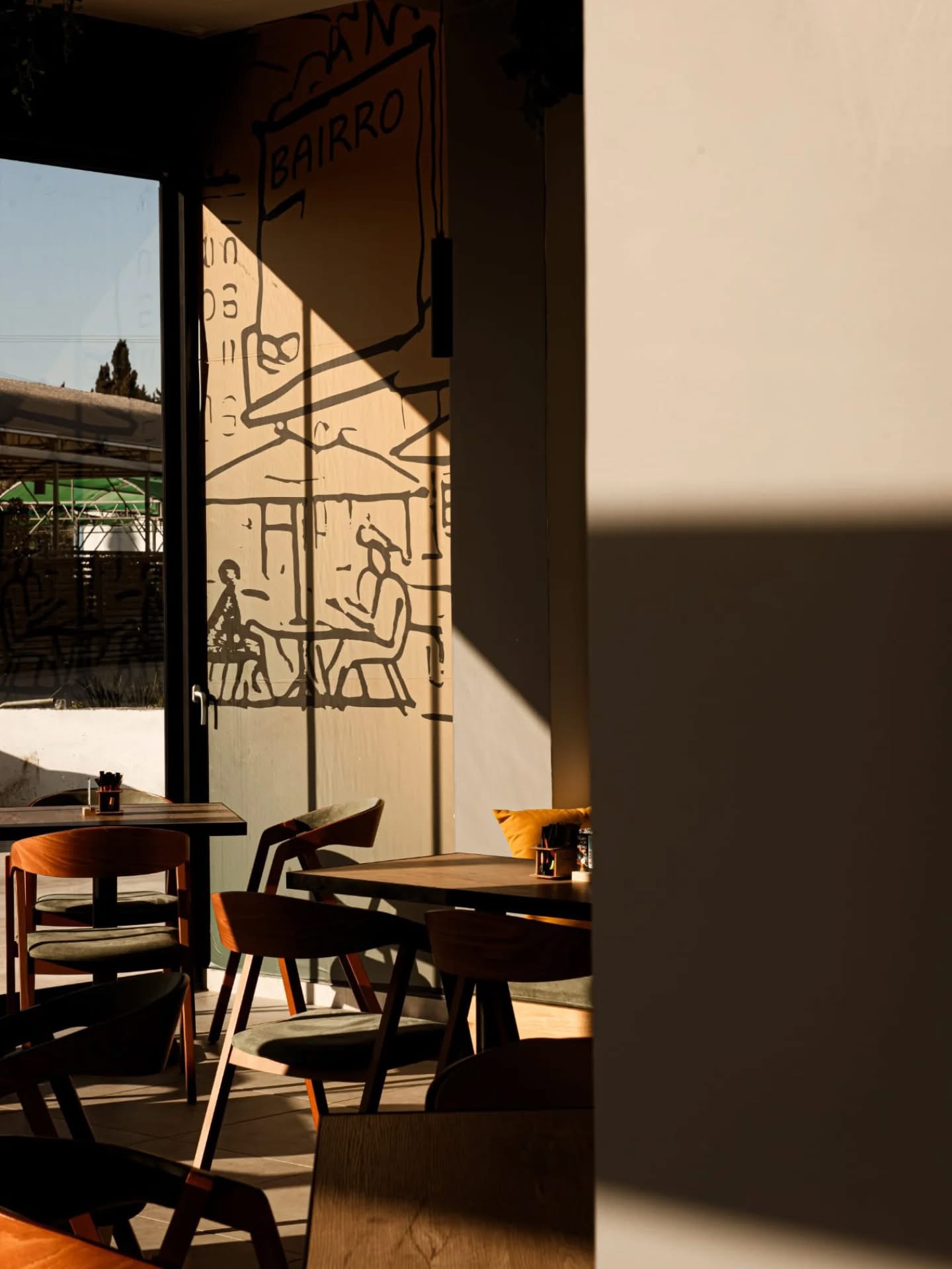 Interior seating at Bairro Coffee Bar Corfu