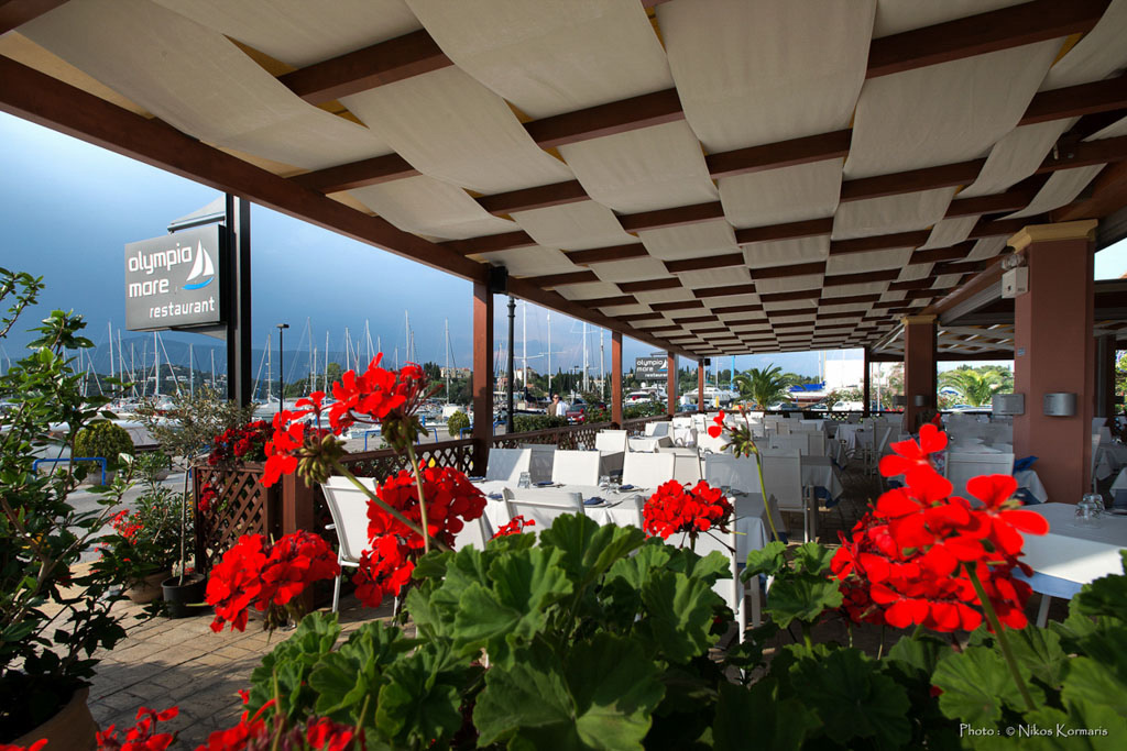 Olympia Mare Restaurant terrace at Gouvia Marina, Corfu