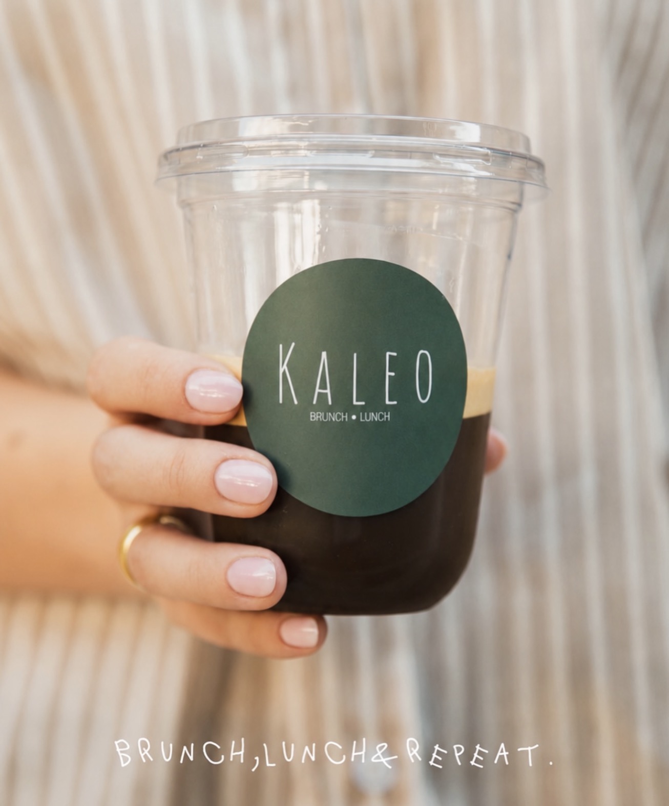 Kaleo Corfu branded iced coffee in Corfu Town