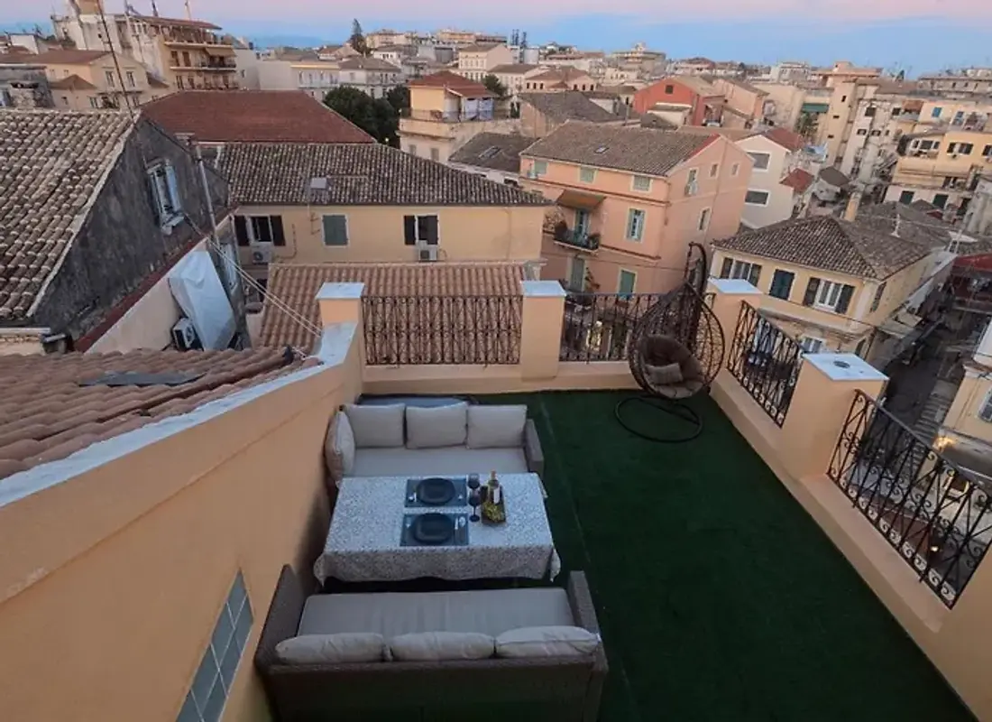 Rooftop terrace at Ionian Pearl Apartments And Suites in Corfu Town