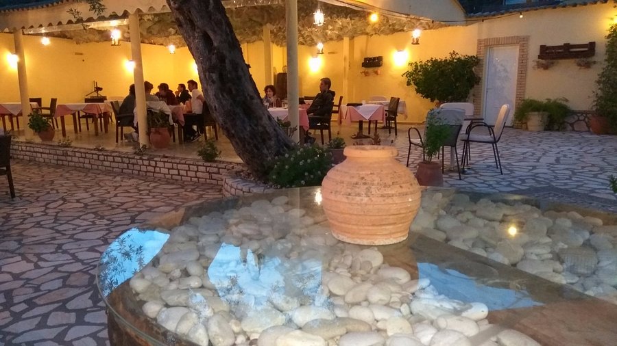 Nausika Taverna outdoor dining area in Paleokastritsa
