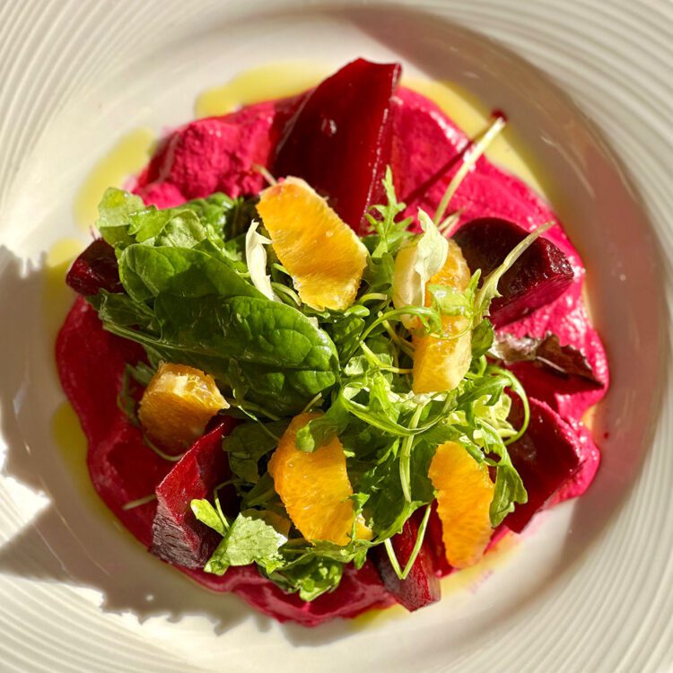 Colourful seafood restaurant dish at Fishalida in Corfu Town