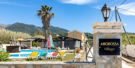 Pool and entrance at Amorossa Village in Roda, Corfu