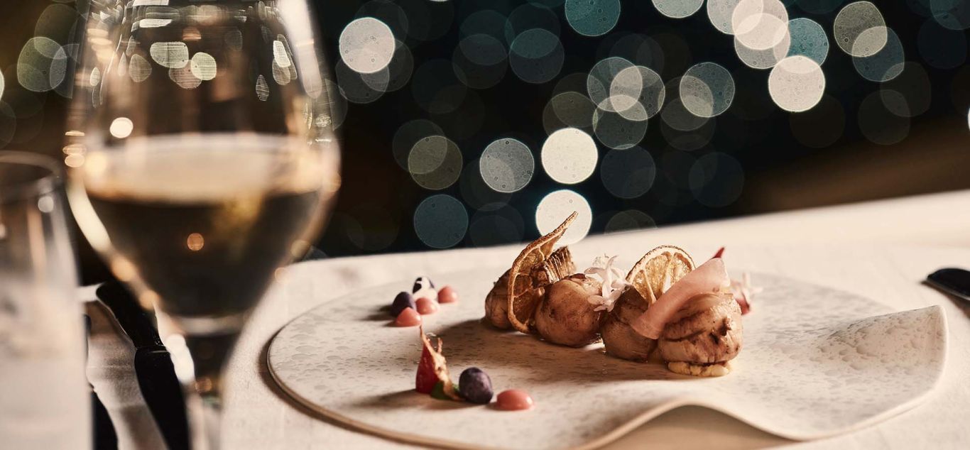 Fine dining dish at Asterias restaurant in Kontokali, Corfu