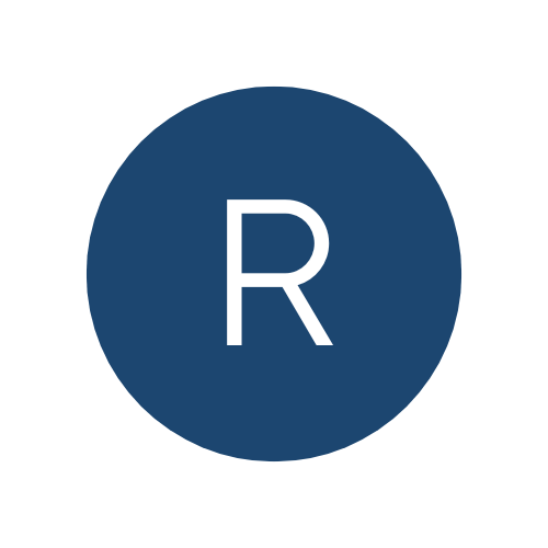 Letter R in a blue circle