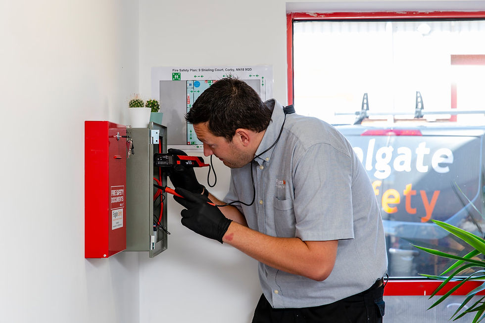 Our fire safety engineer inspecting an alarm panel