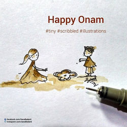 #happyonam #tiny #scribble #illustrations #monocolor #waterwash #artlinepen #drawing #kerala #godsow
