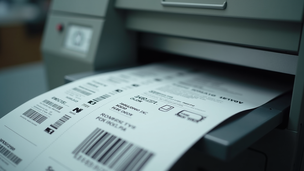 Close-up view of a shipping label being printed