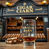 A nice store front that sells Cigar. A scene with Cigar and a glass of whisky in a very cl