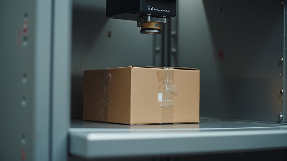 Eye-level view of a delivery box being scanned for tracking