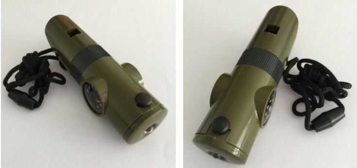 Thumbnail: Survival Whistle Pro — Compass, Thermometer, Flashlight, Magnifier for Adventure