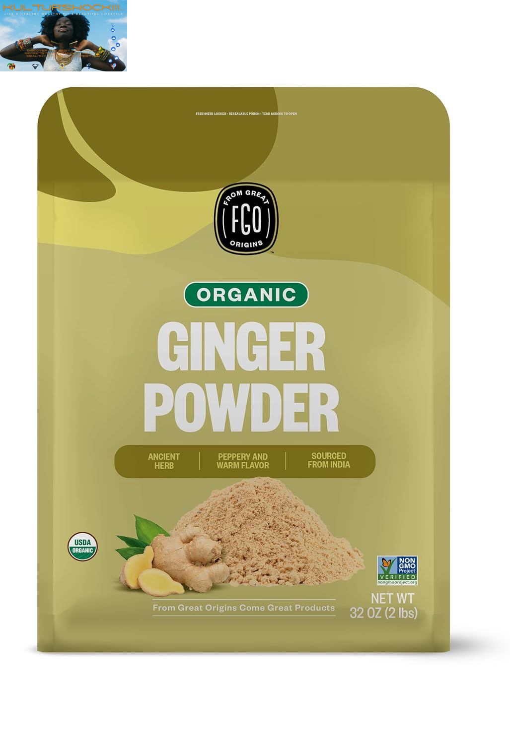 Organic Ginger Powder, Imported from India, 32Oz, Packaging May Vary (Pack of 1)