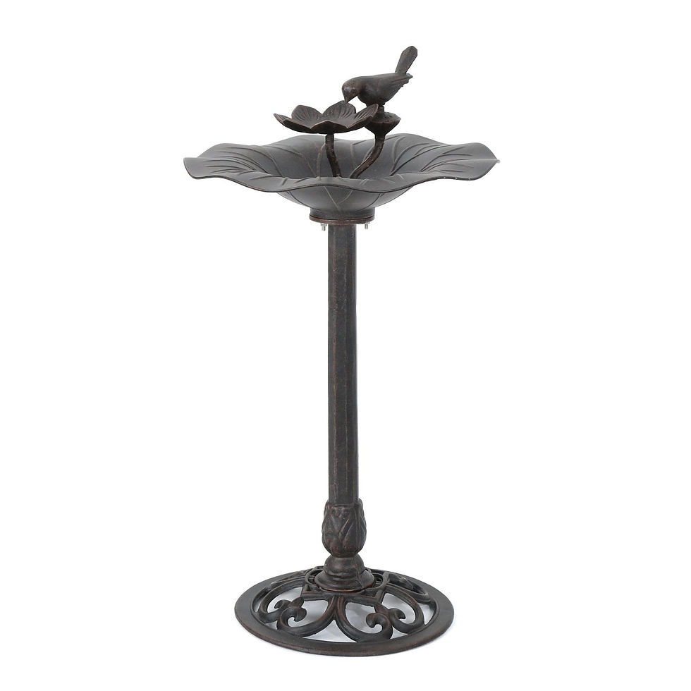 Thumbnail: e Lancaster Outdoor Aluminum and Iron Top Bird Bath with Iron Base, Bronze
