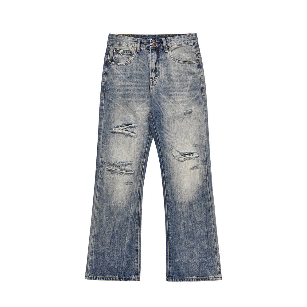 Ripped denim wide leg pants