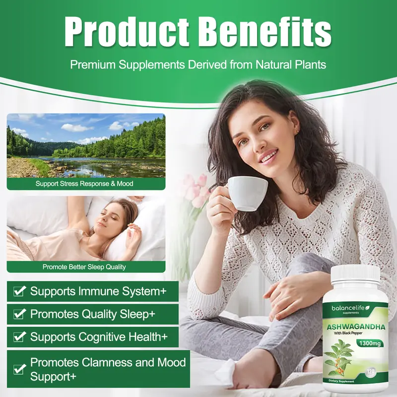 Thumbnail: Ashwagandha Supplement with Black Pepper, Stress, Mood, Focus, Energy and Immune
