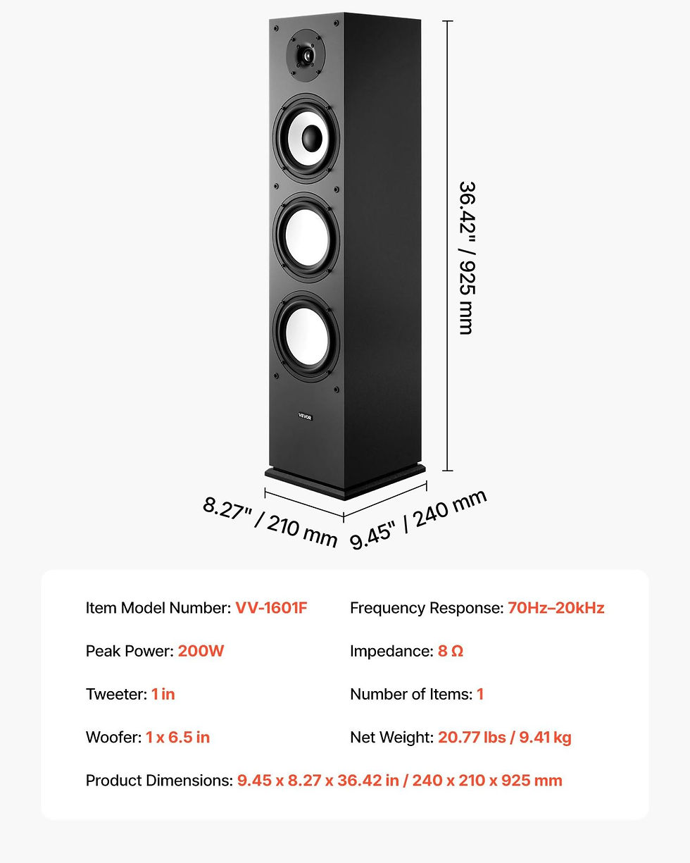 Thumbnail: VEVOR Floorstanding Speaker, 2-Way, Floor-Standing Tower Speaker with 1-Inch