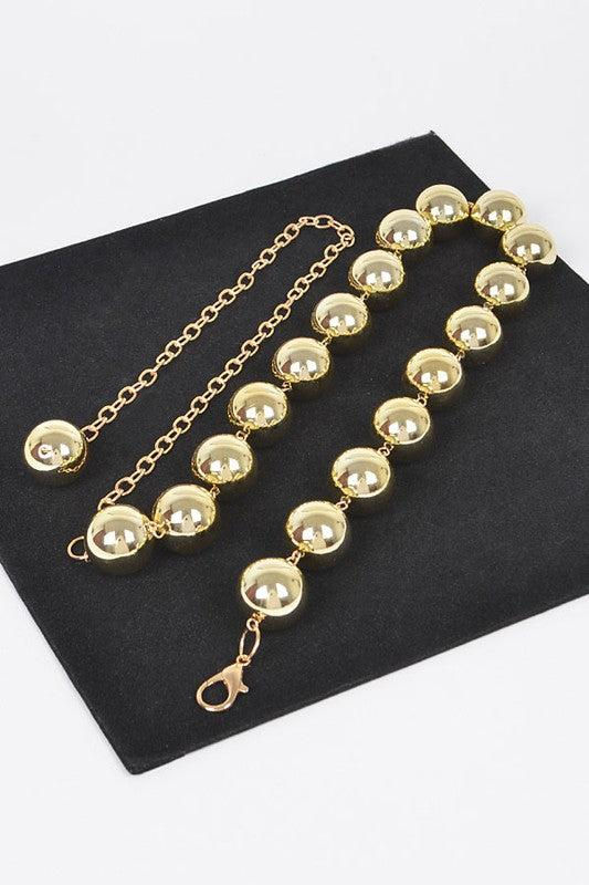 Thumbnail: Oversize Metallic CCB Beads Fashion Chain Belt