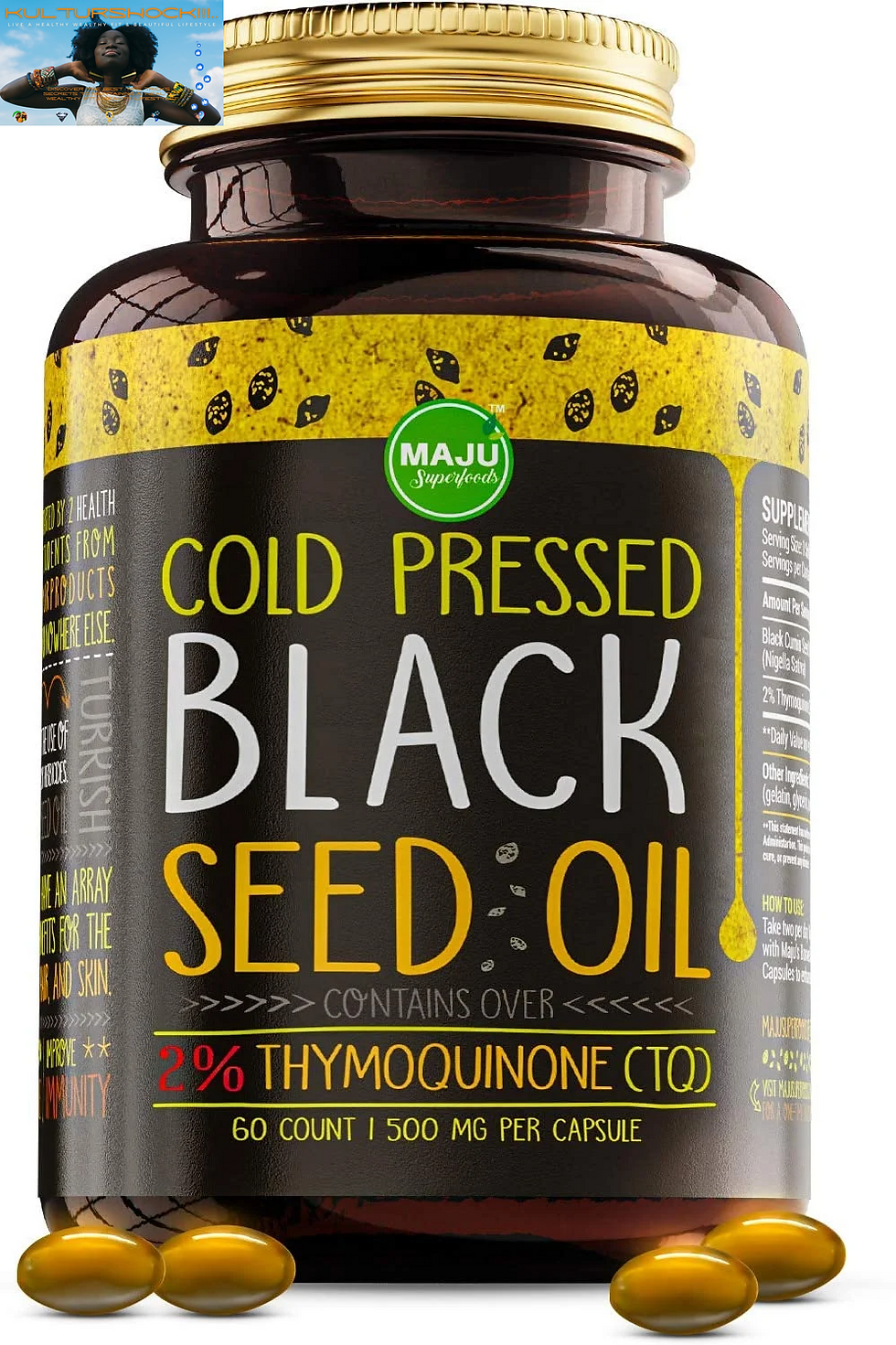 Thumbnail: 'S Black Seed Oil Capsules - Stronger 3X% Thymoquinone - Cold-Pressed - Black Cu