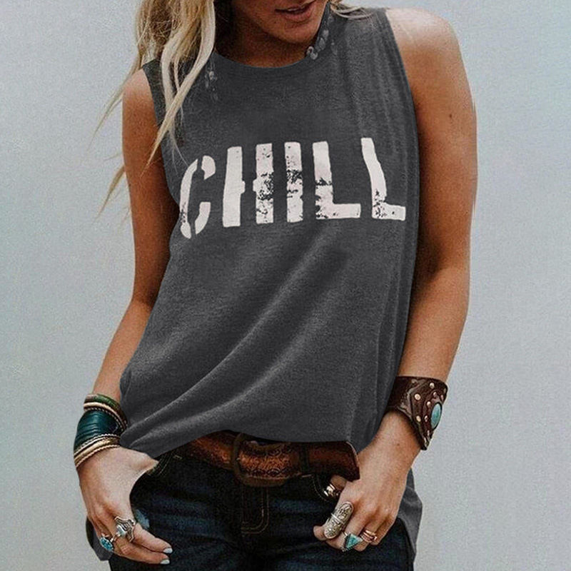 Summer Time, Loose Round Neck, Pullover Sleeveless Top!