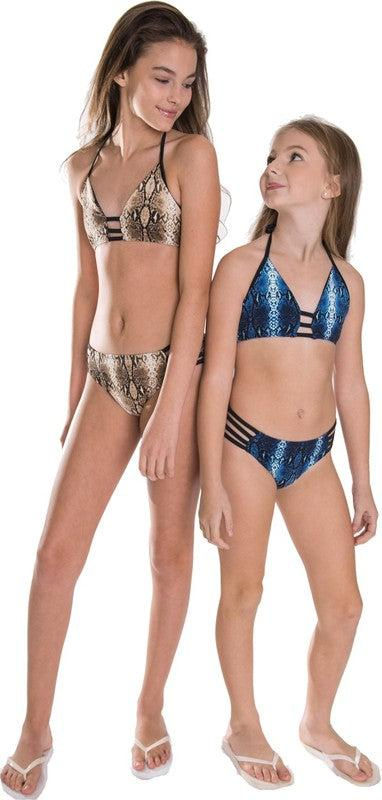 Thumbnail: GIRL'S BROWN SNAKESKIN LADDER TWO PIECE