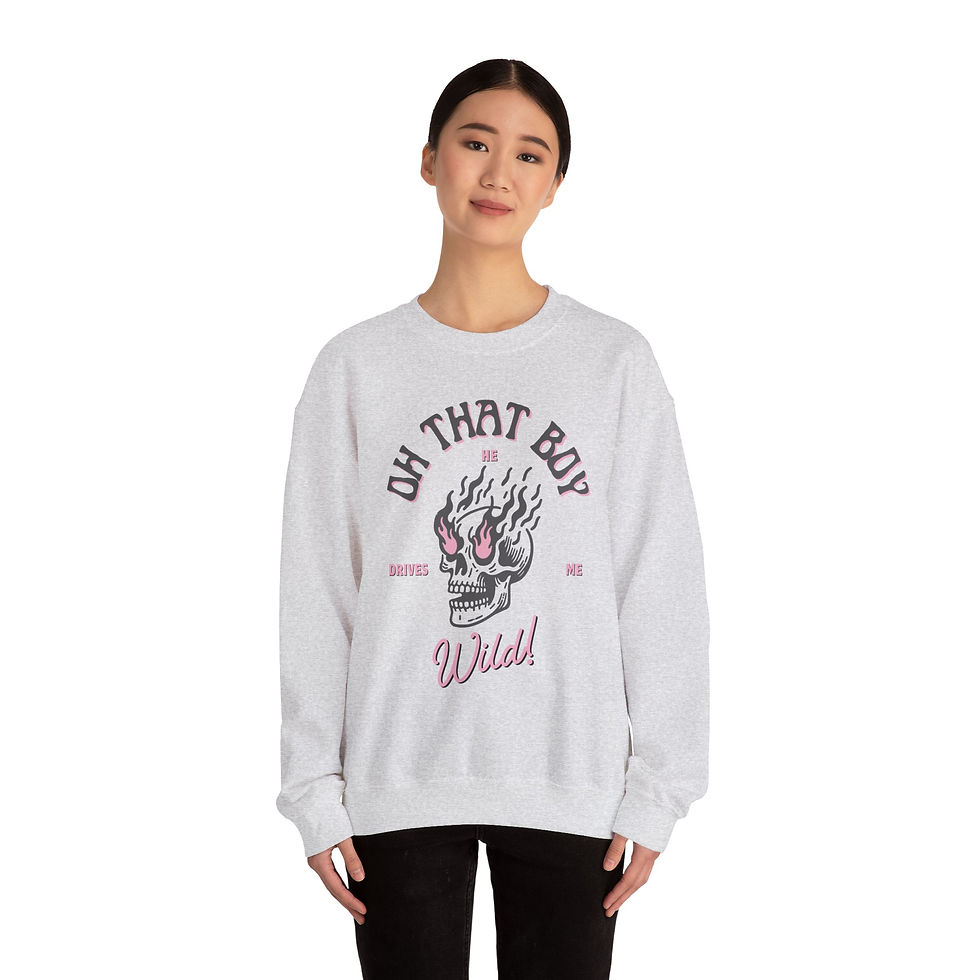Thumbnail: Wild Skull Crewneck Sweatshirt - Unisex Heavy Blend, Casual Apparel, Halloween