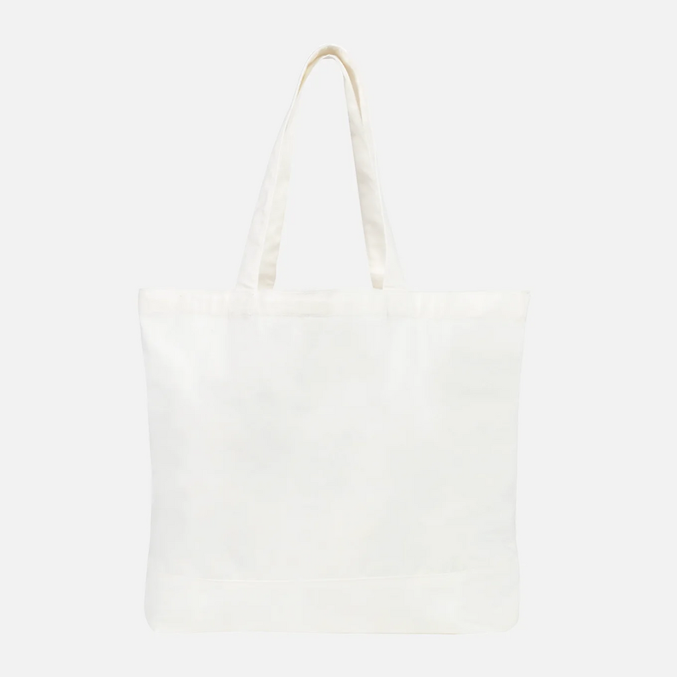 Thumbnail: Large cotton tote bag in white with Flammable sign