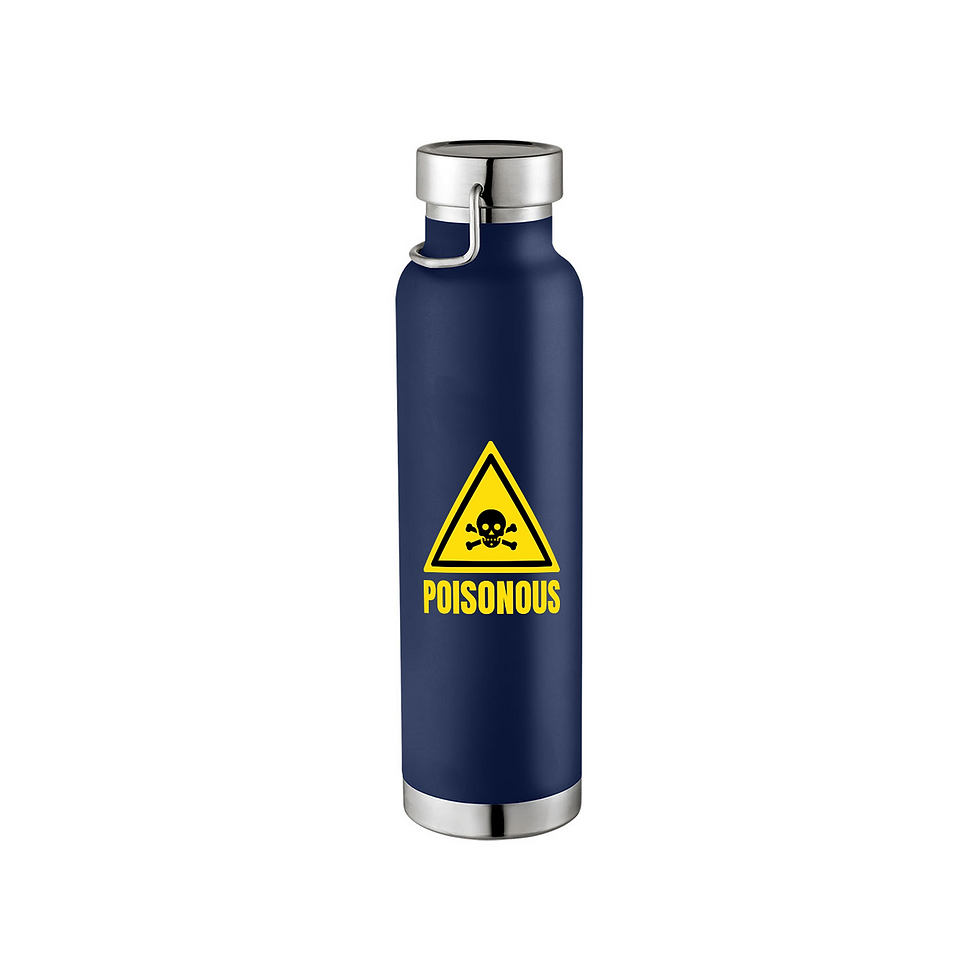 Thumbnail: 22 oz. stainless steel insulated bottle with Poisonous sign, available in navy