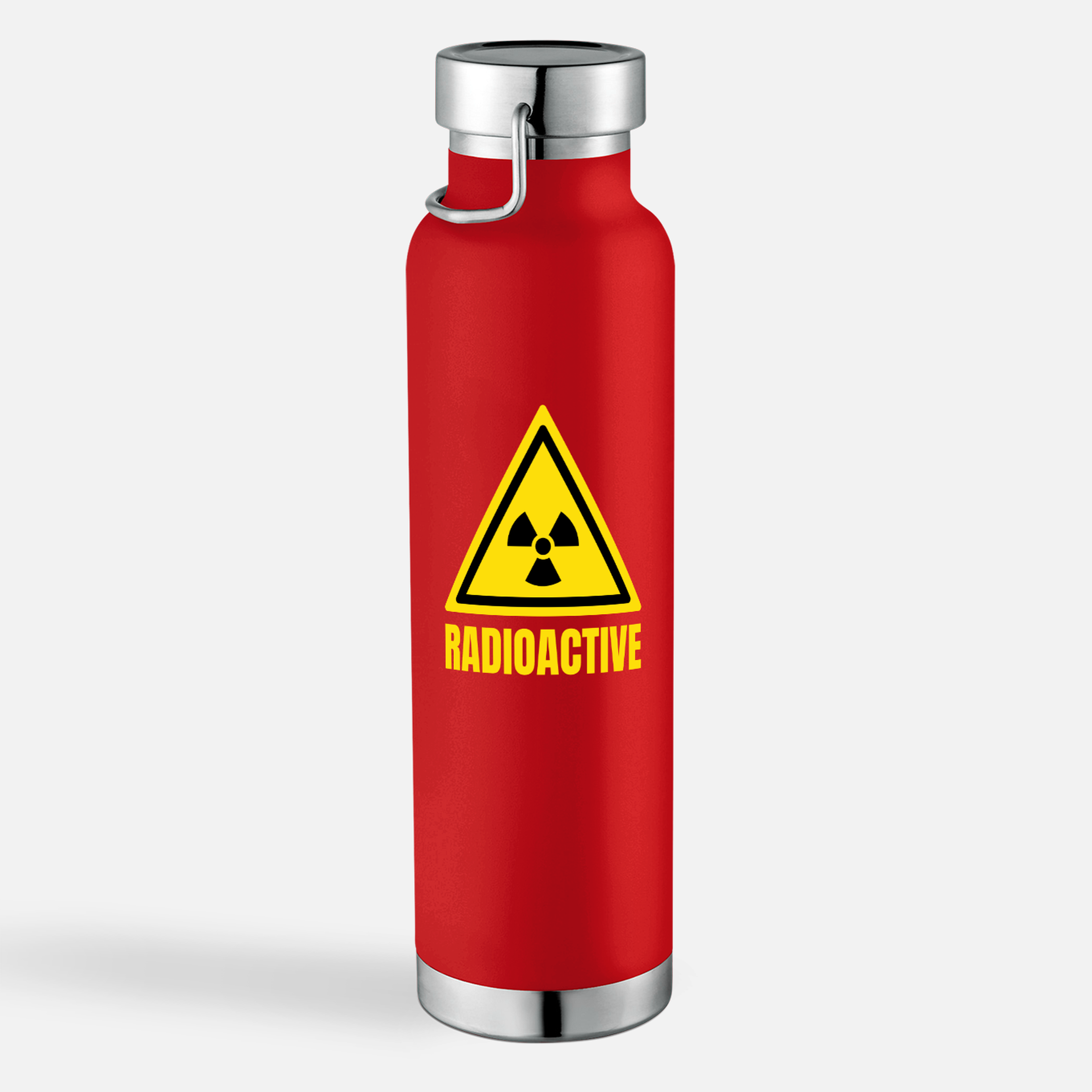 22 oz. stainless steel insulated bottle with Radioactive sign, available in red