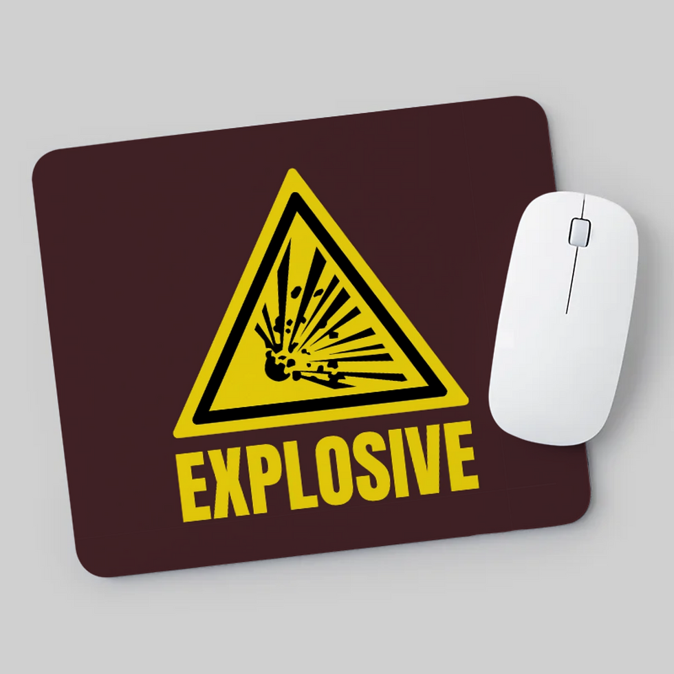 Thumbnail: Photo mouse pad with Explosive sign in maroon