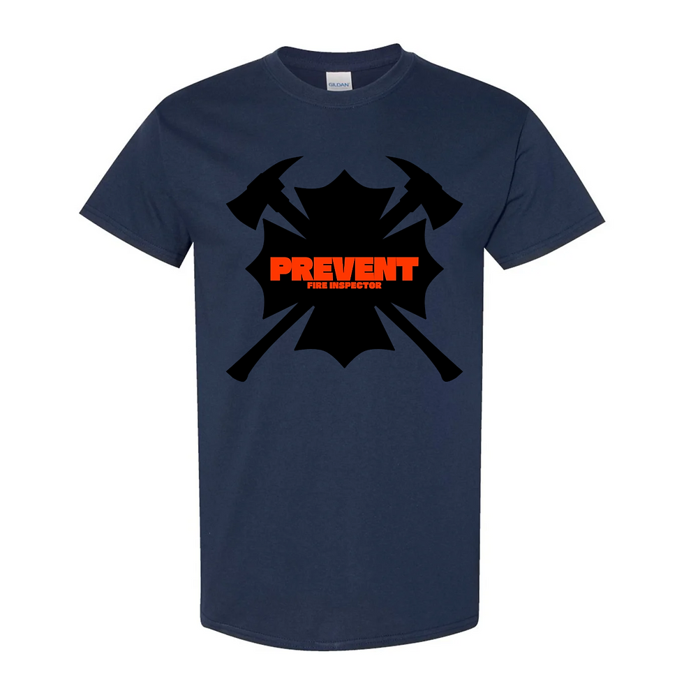 Thumbnail: Heavy Cotton Unisex T-shirt featuring Fire Inspector – Prevent Design in navy