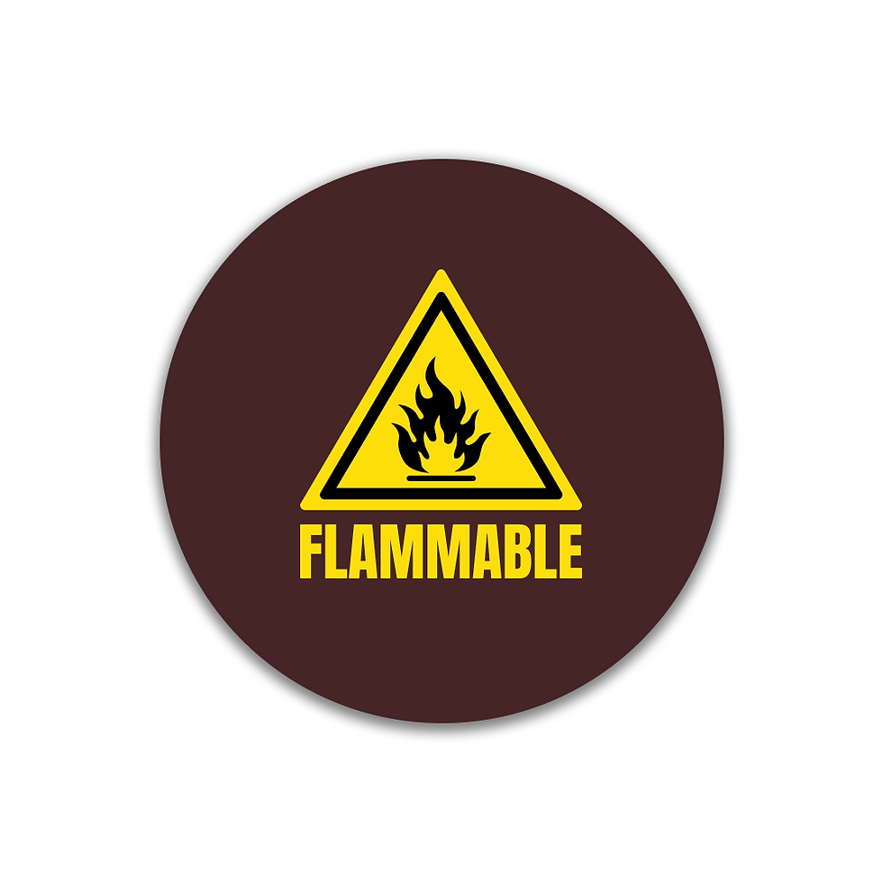 Thumbnail: Flammable sign party stickers on maroon