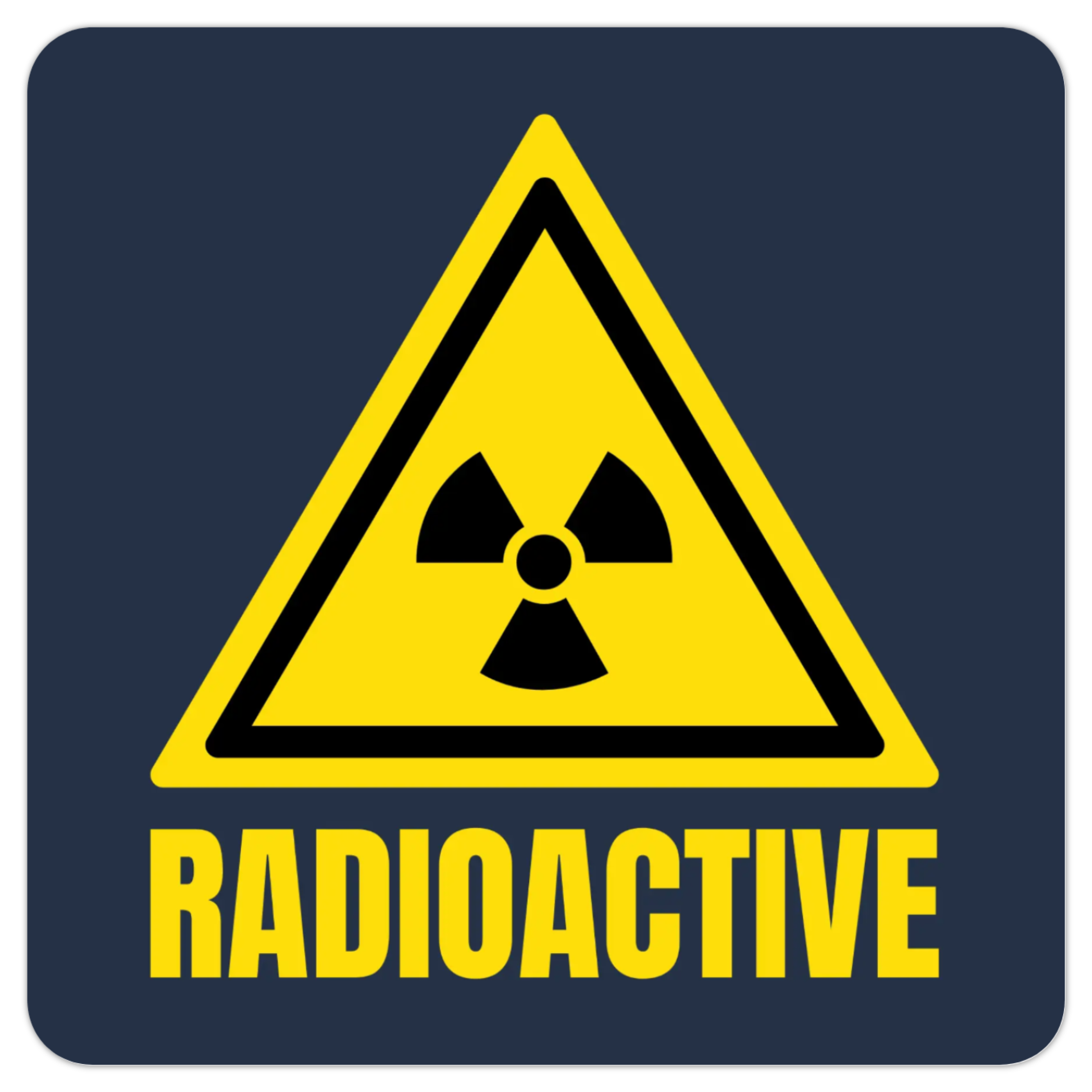 Fridge magnet with Radioactive sign on navy background