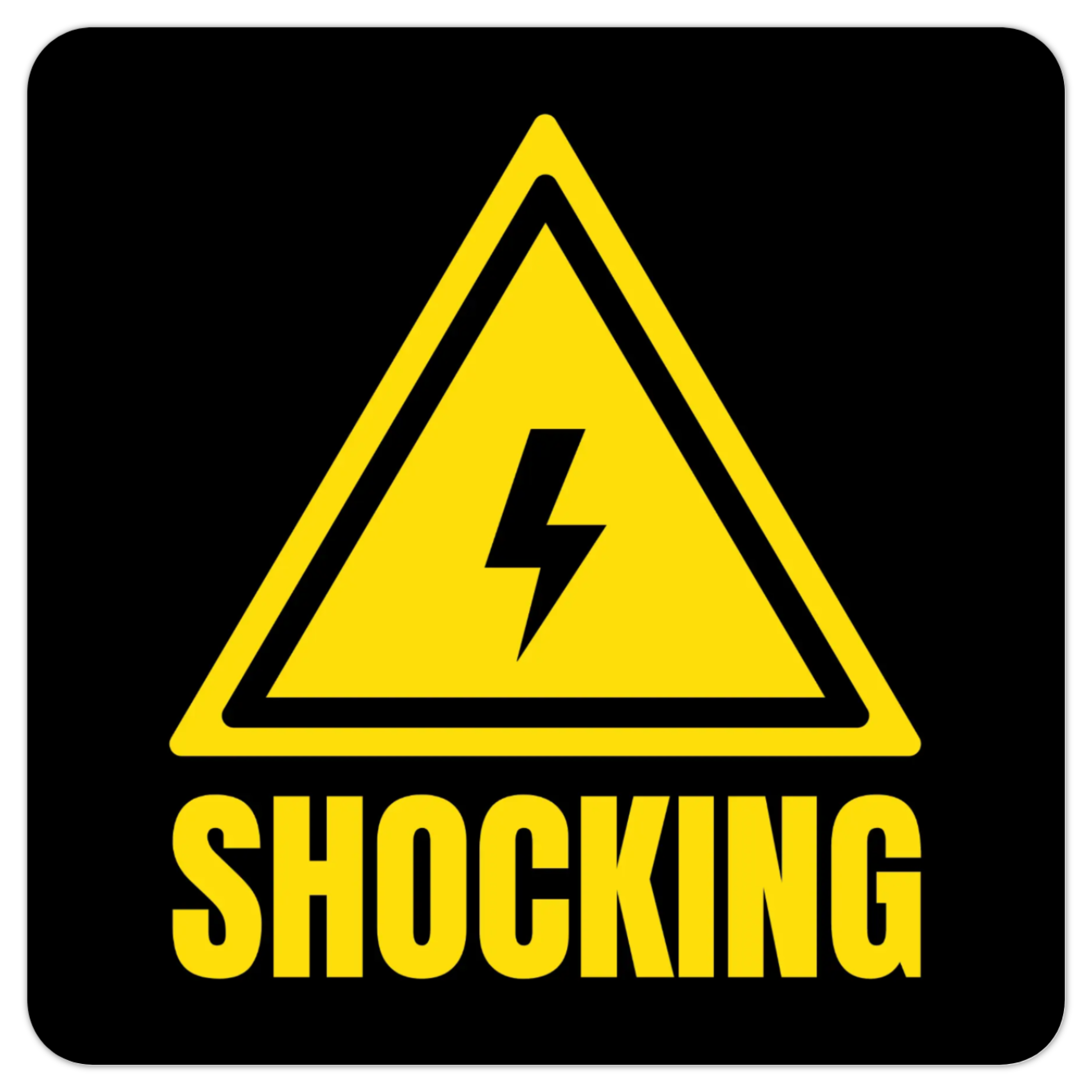 Fridge magnet with Shocking sign on black background