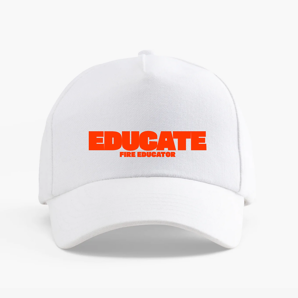 Thumbnail: Printed Baseball Cap Fire Educator - Educate design in white
