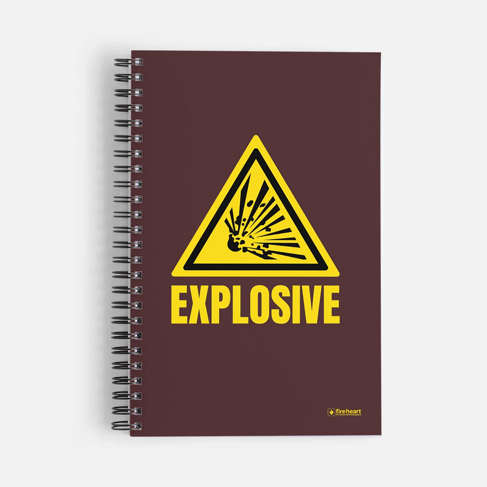 Thumbnail: Notebook with Explosive sign on maroon