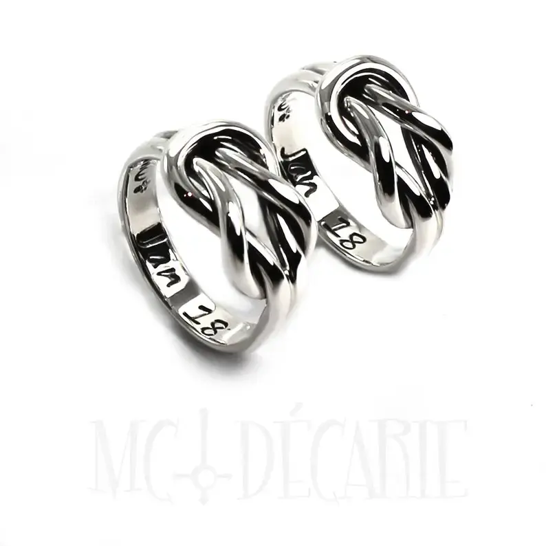 Miniature : Bague noeud plat  VAL or 10k avec plaque à l'arrière, fil 2mm.