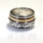 Miniature : FRED, jonc méditation argent et or, anneaux mobiles personnalisés.