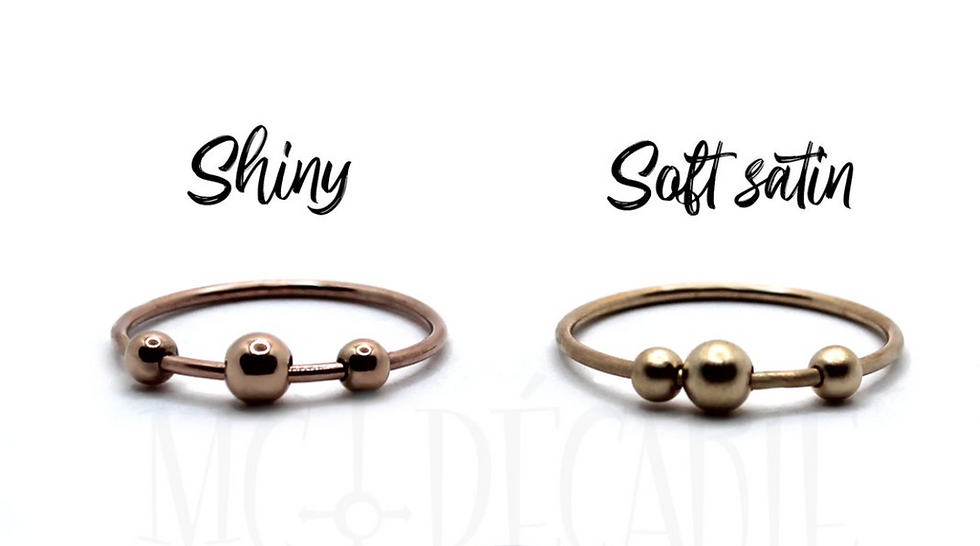 Miniature : Bague anti-stress en or 10k : jaune ou rose, fil torsadé et 3 billes