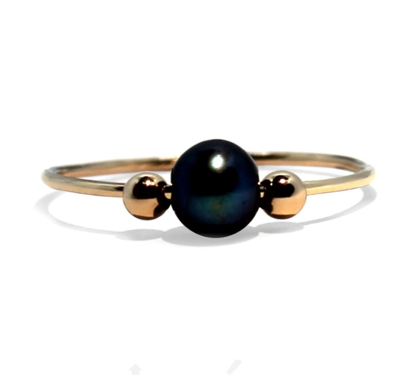 Thumbnail: Anti-stress ring in 10k gold: yellow, white or rose,  with freshwater pearl
