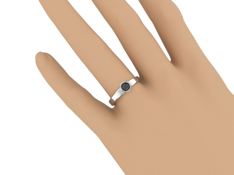 Miniature : AGATHA - Bague reliquaire avec cendre, Argent .925 et pierre noire.