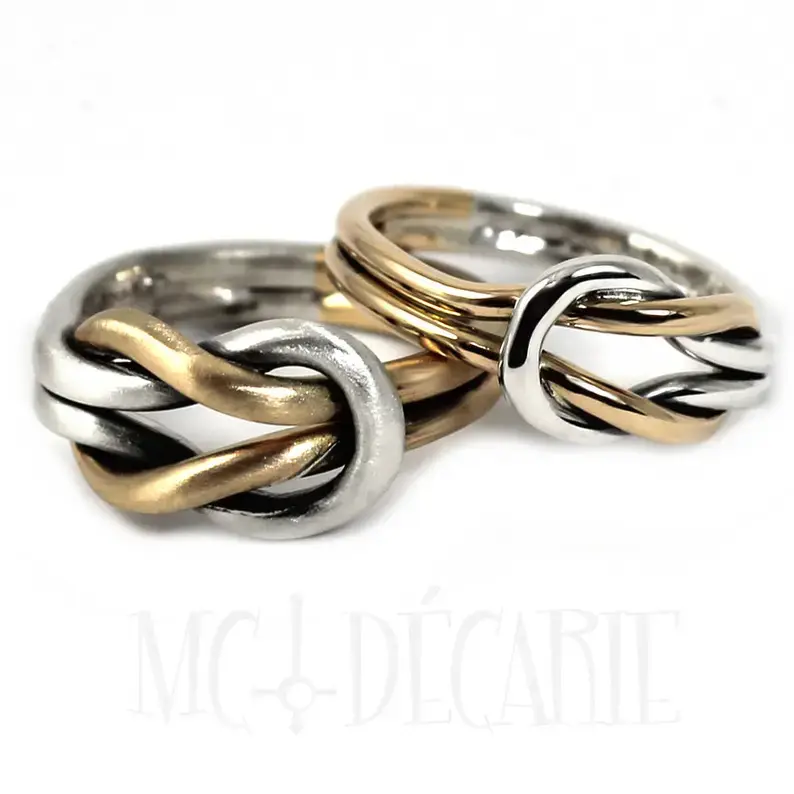 Miniature : Bague RACH double noeud plat entrelacé en or 10k en fil 1,5mm
