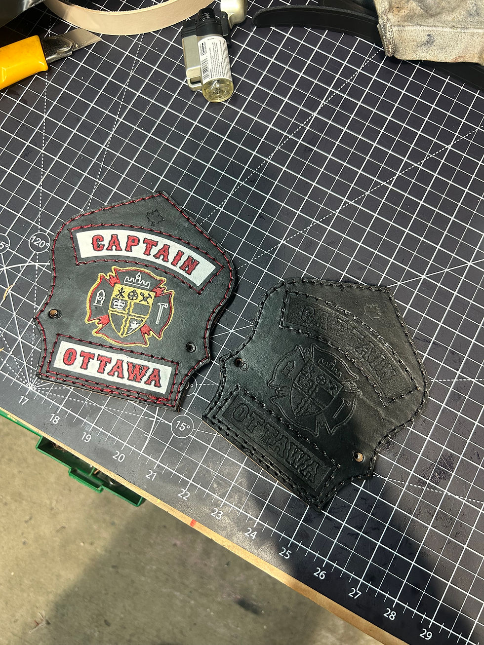 Thumbnail: Custom leather helmet front 