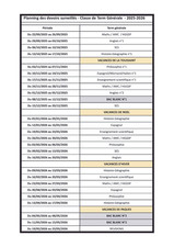 Planning des devoirs surveilles