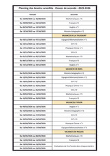 Planning des devoirs surveilles